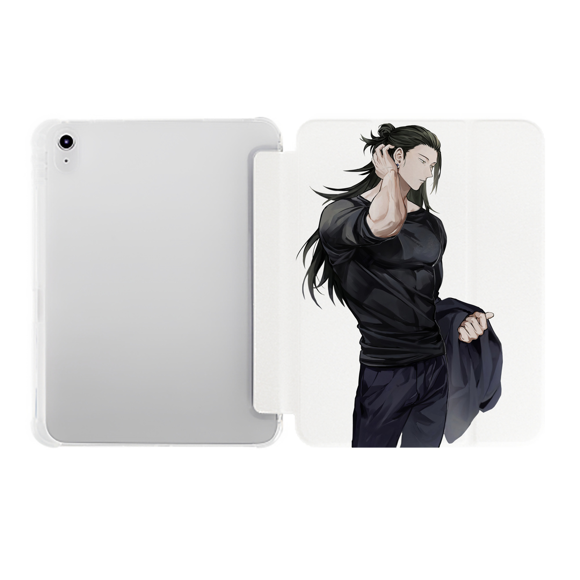 （画像用） 呪術廻戦 Jujutsu Kaisen IPad ケース ペン収納付き 三つ折りスタンド PUレザー×シリコン 対応機種9.5/10.5/10.9インチ